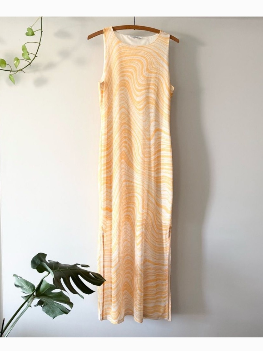 & Other Stories Yellow and White Mesh Maxi Summer Dress
